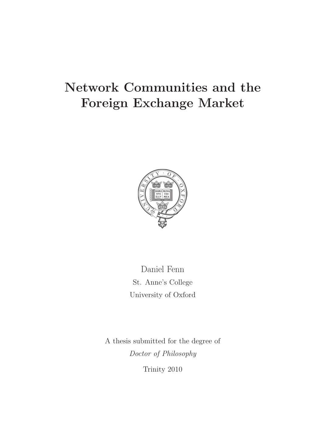 Network Communities and the Foreign Exchange Market