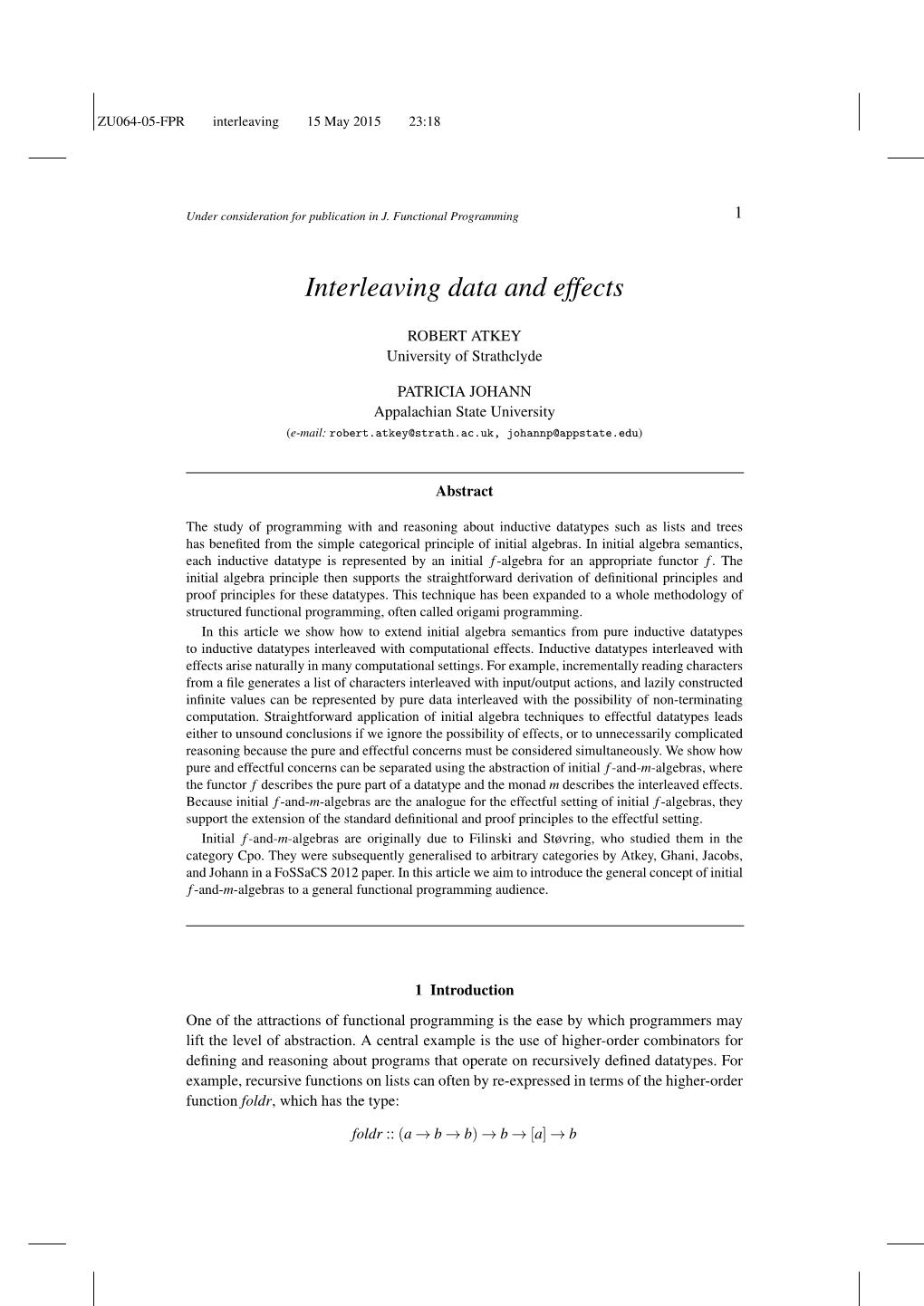 Interleaving Data and Effects