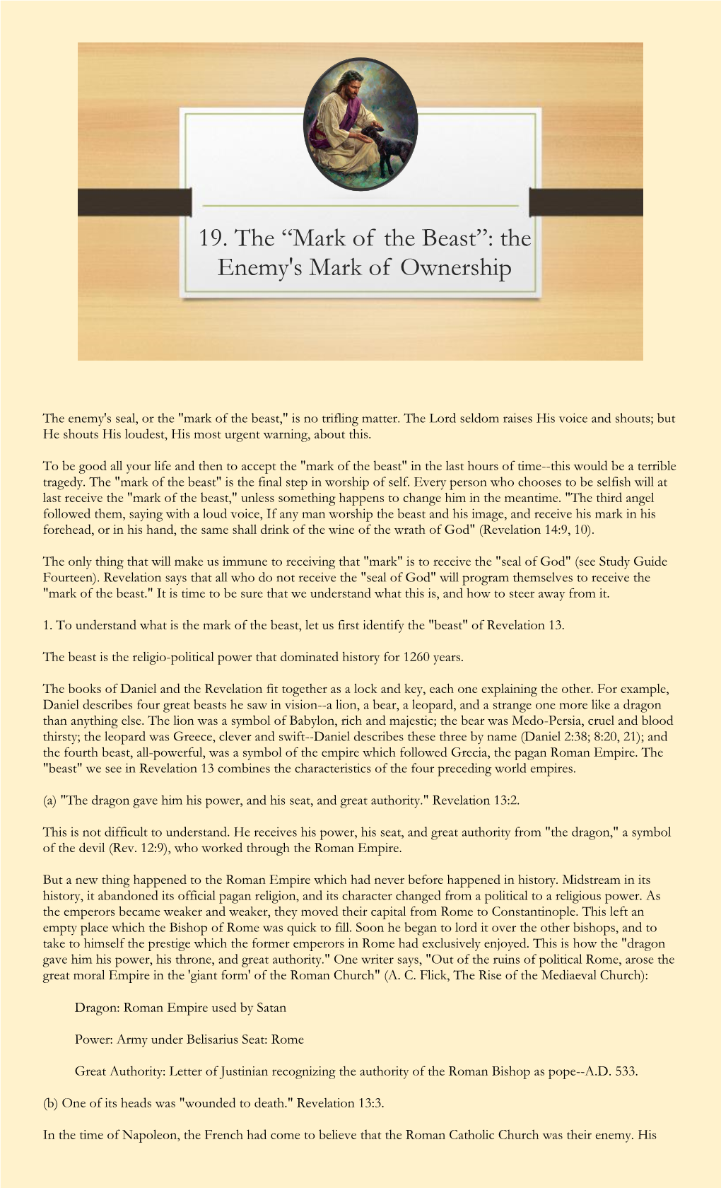 19. the “Mark of the Beast”: the Enemy's Mark of Ownership