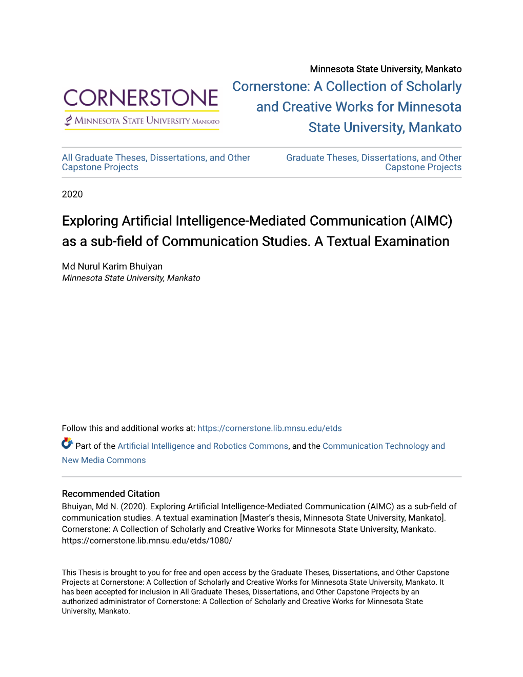Exploring Artificial Intelligence-Mediated Communication (AIMC) As a Sub-Field of Communication Studies