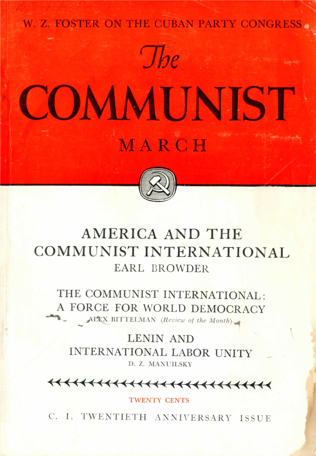 America and the Communist International Earl Browder