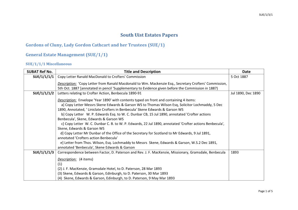 South Uist Estates Papers