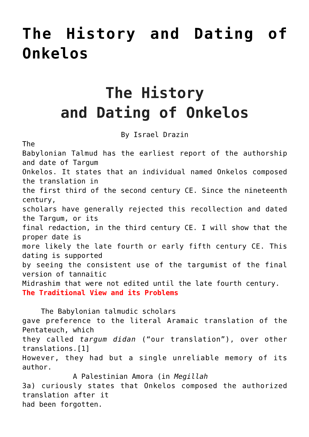 The History and Dating of Onkelos