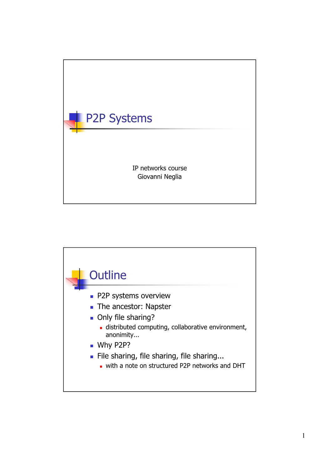 P2P Systems Outline