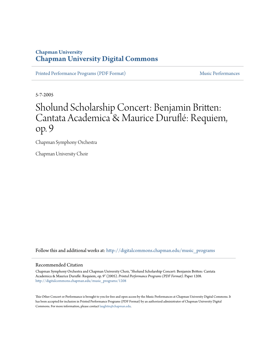 Cantata Academica & Maurice Duruflé: Requiem, Op. 9
