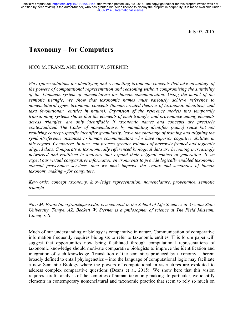 Taxonomy – for Computers