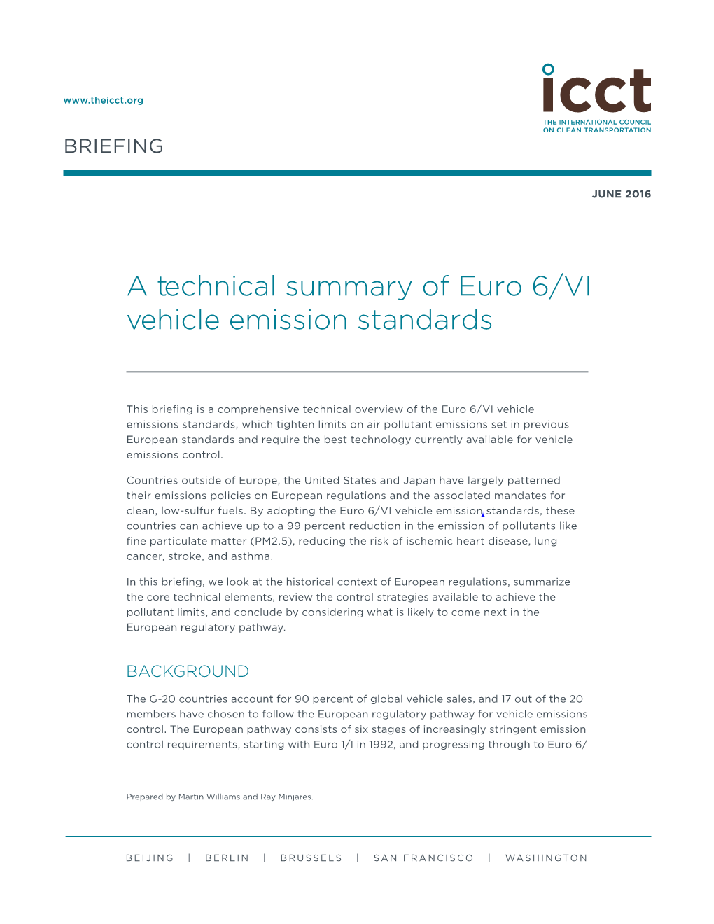 A Technical Summary of Euro 6/VI Vehicle Emission Standards