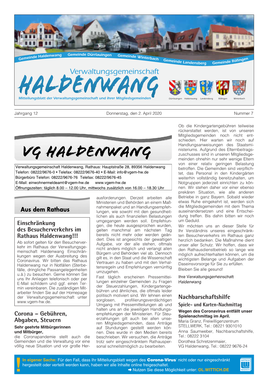 Mitteilungsblatt Nr. 7/2020