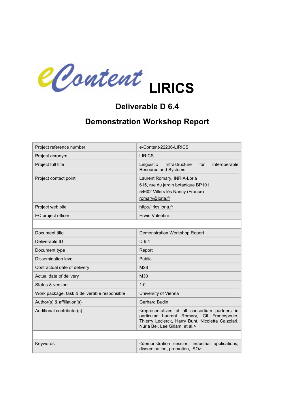 D6.4 Demonstration Workshop Report