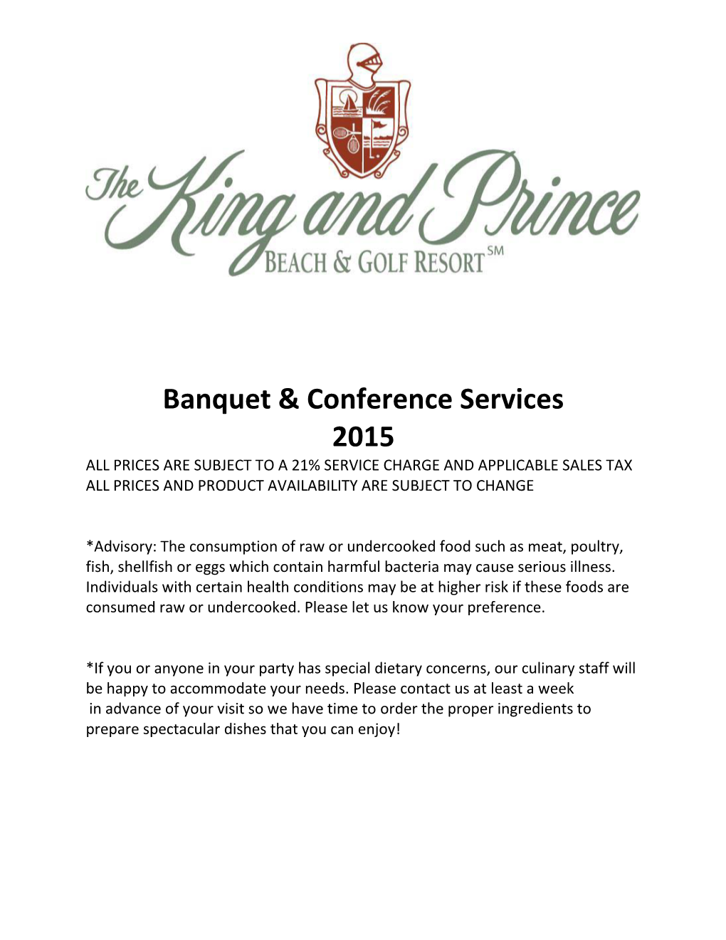 Banquet & Conference Services 2015