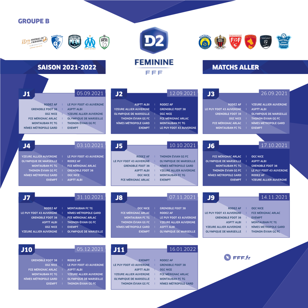 Saison 2021-2022 Matchs Aller