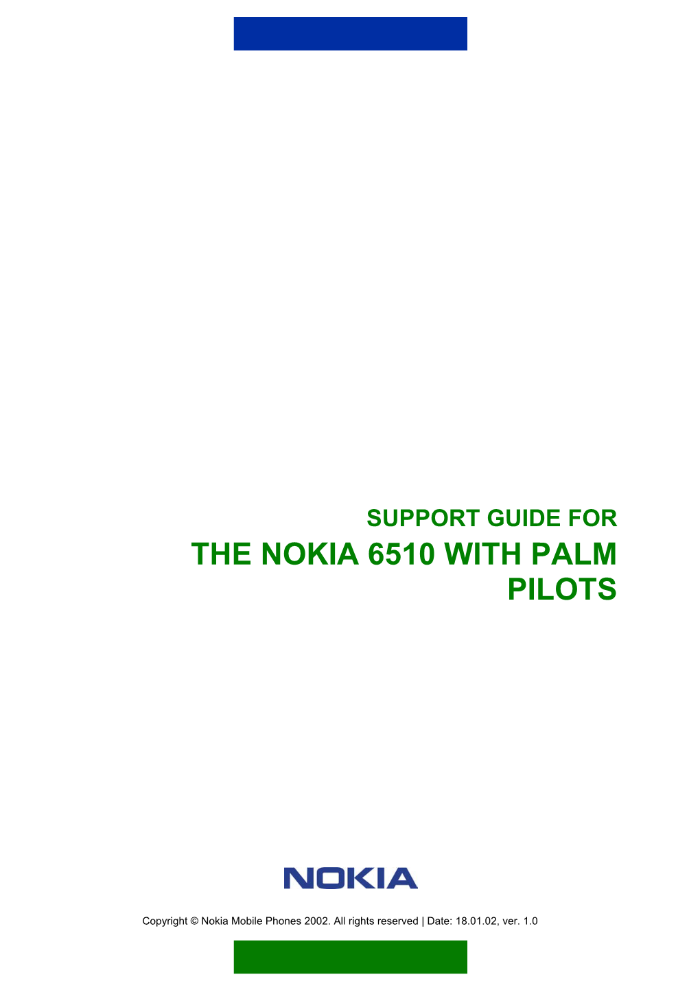 Support Guide for the Nokia 6510 with Palm Pilots