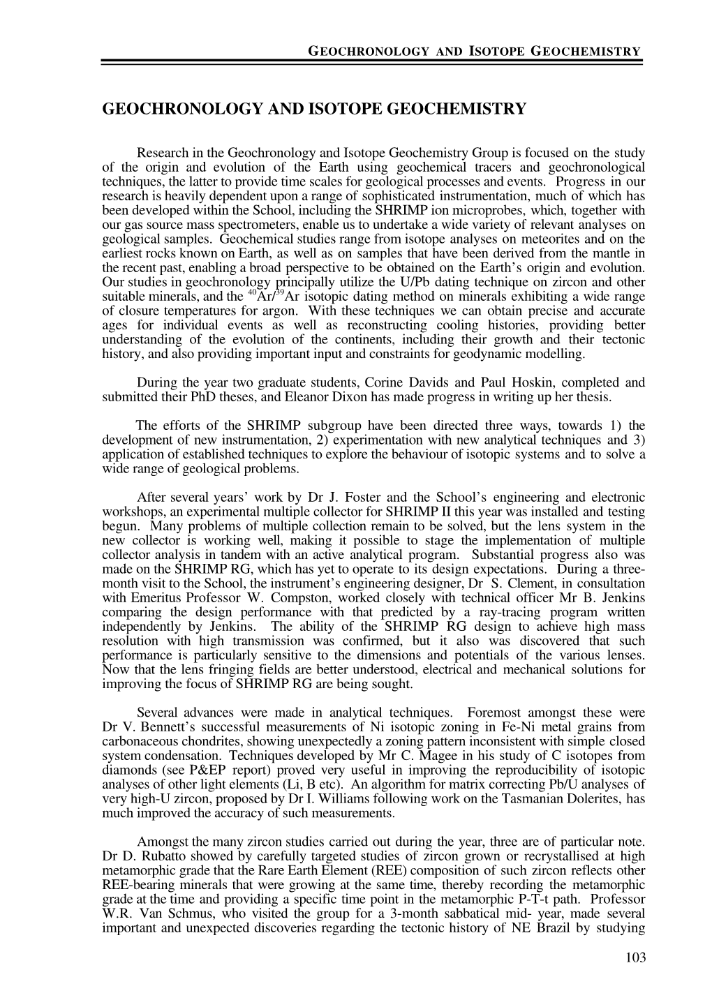 Geochronology and Isotope Geochemistry