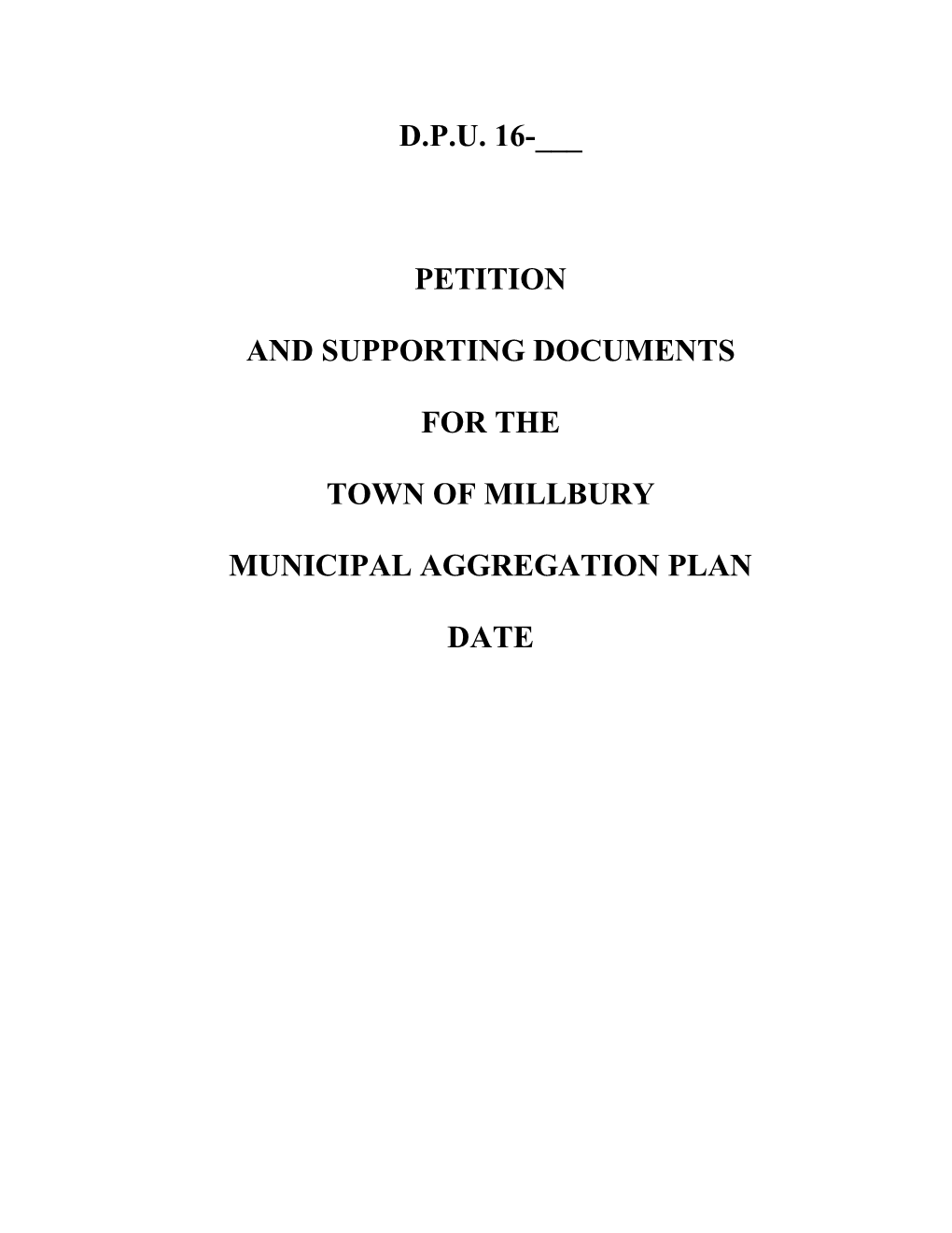 Millbury Aggregation Plan