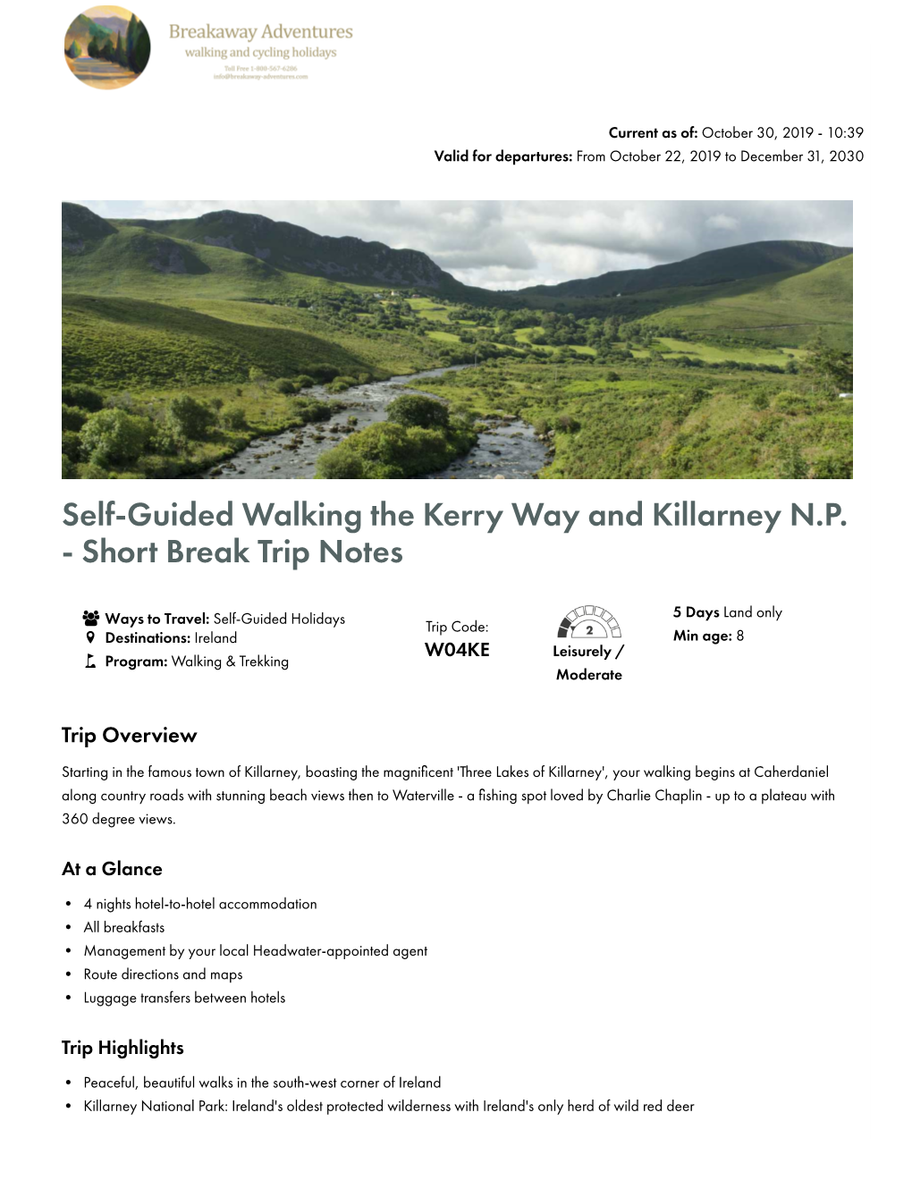 Self-Guided Walking the Kerry Way and Killarney NP