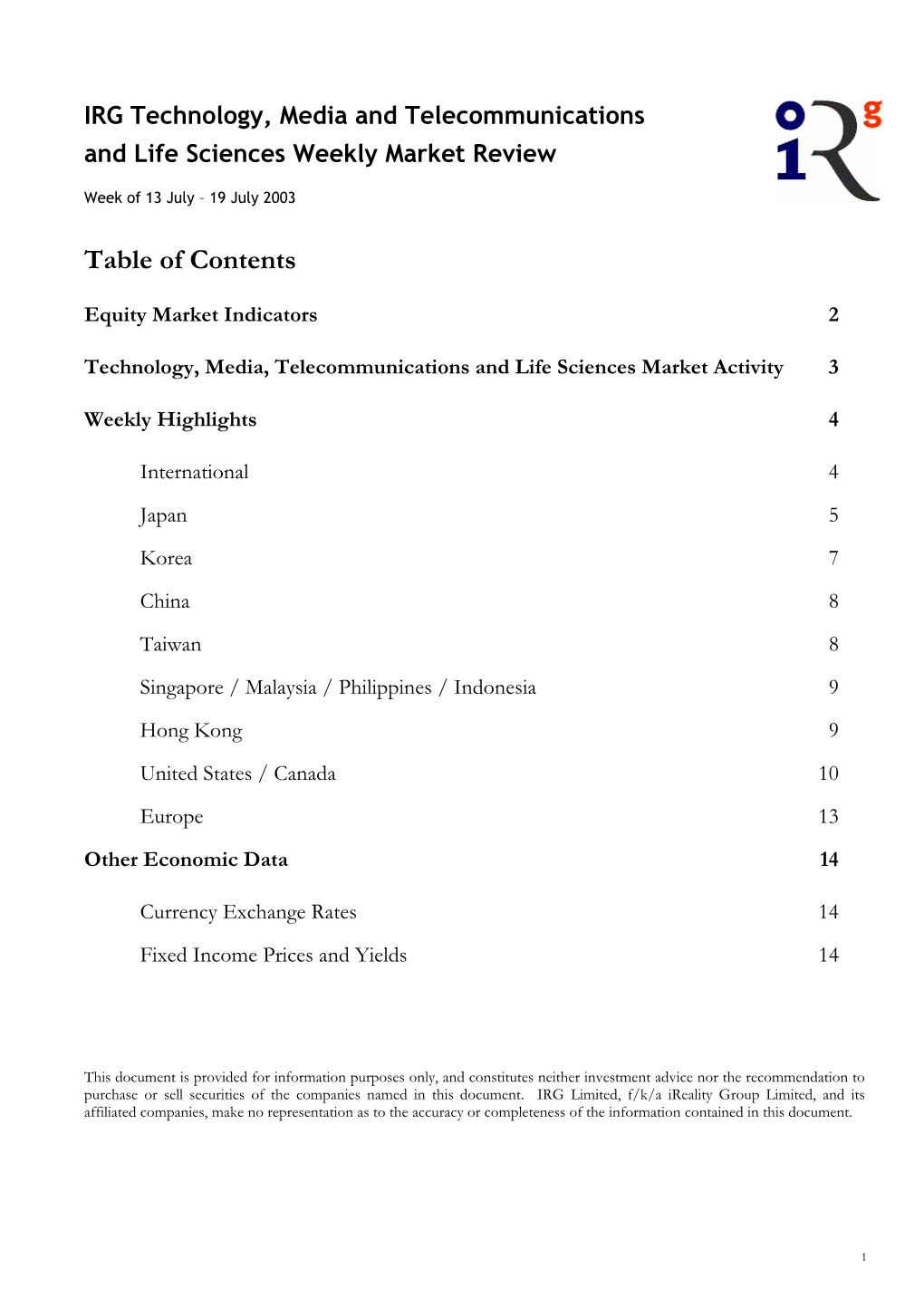 Table of Contents