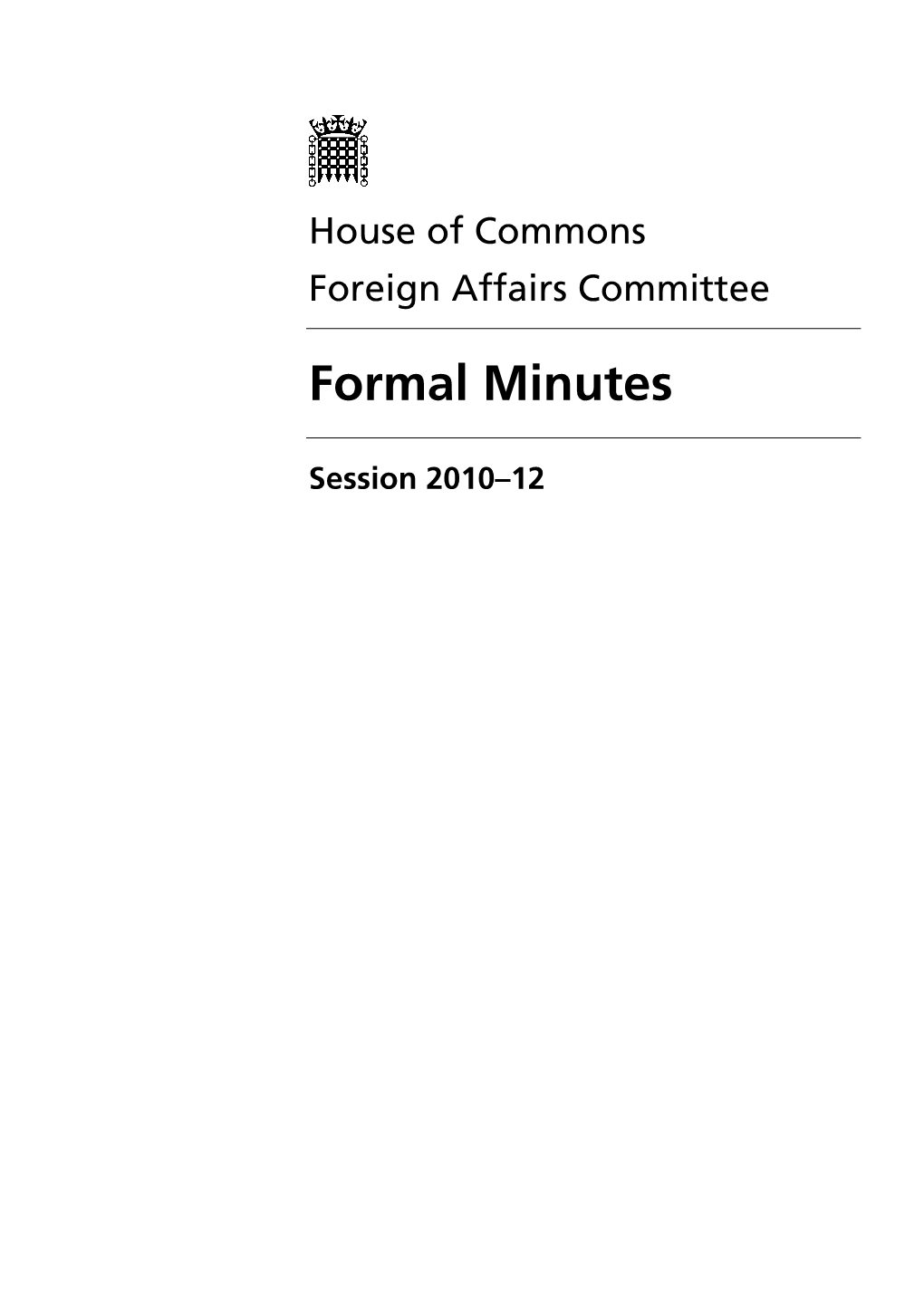 Formal Minutes