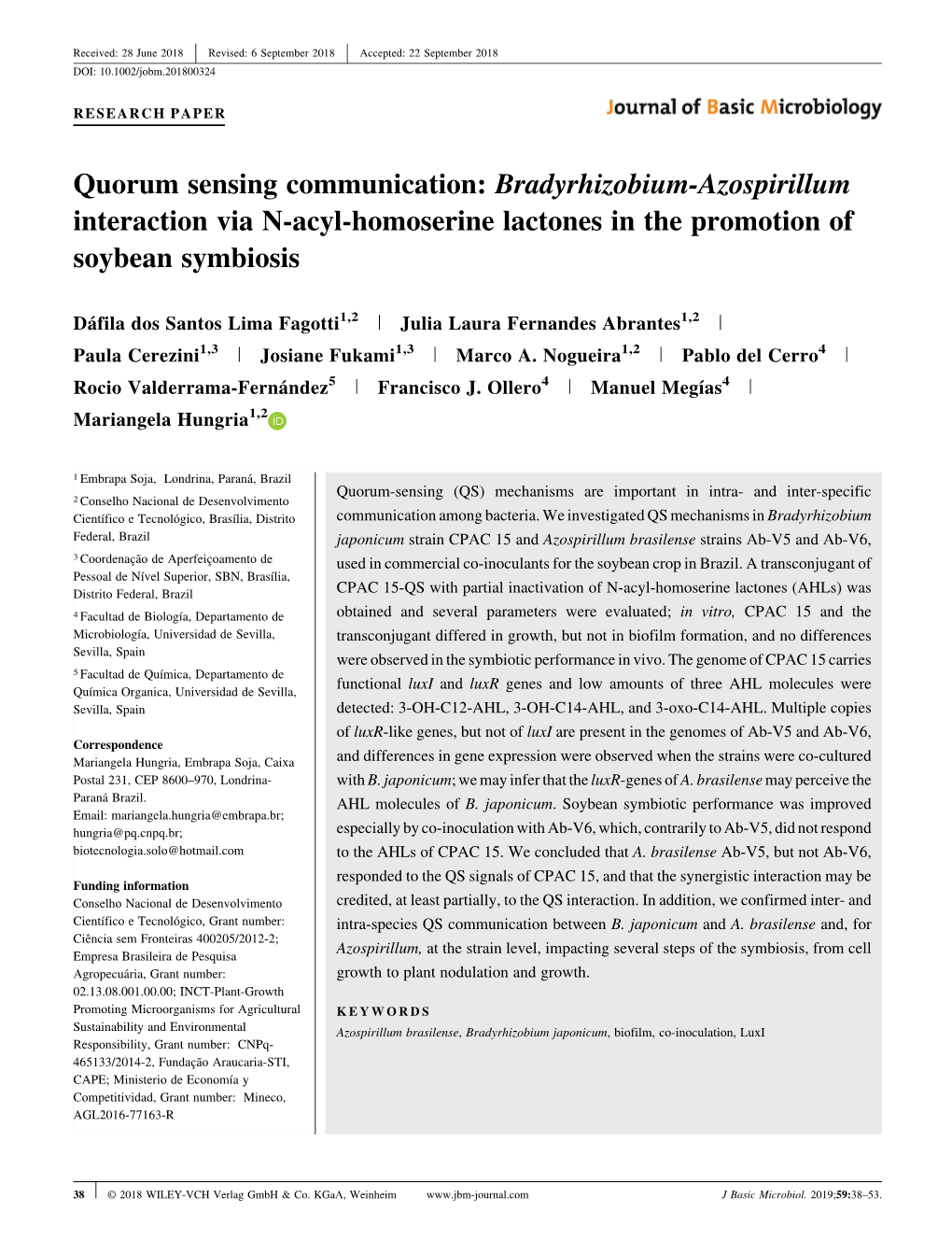 Quorum Sensing Communication: Bradyrhizobium-Azospirillum Interaction Via N-Acyl-Homoserine Lactones in the Promotion of Soybean Symbiosis