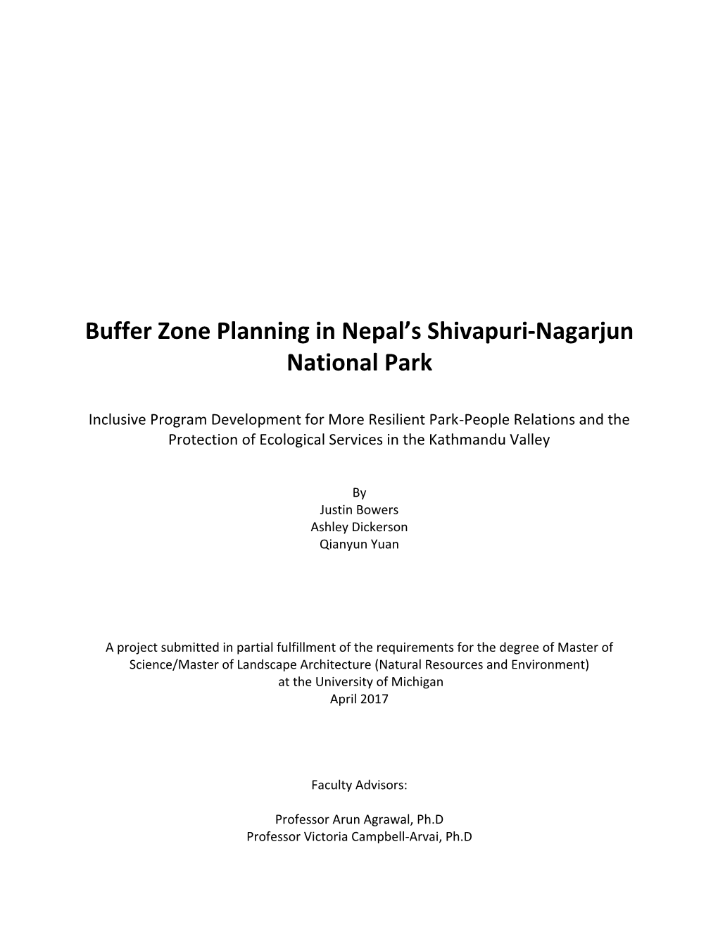 Buffer Zone Planning in Nepal's Shivapuri-Nagarjun National Park