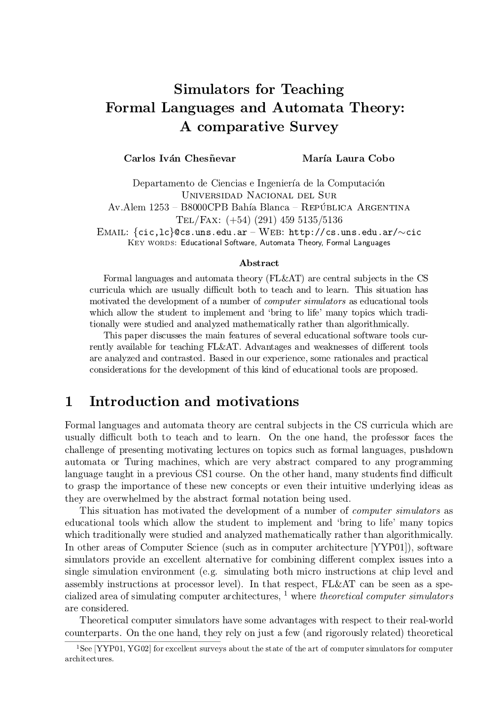 Simulators for Teaching Formal Languages and Automata Theory: a Comparative Survey