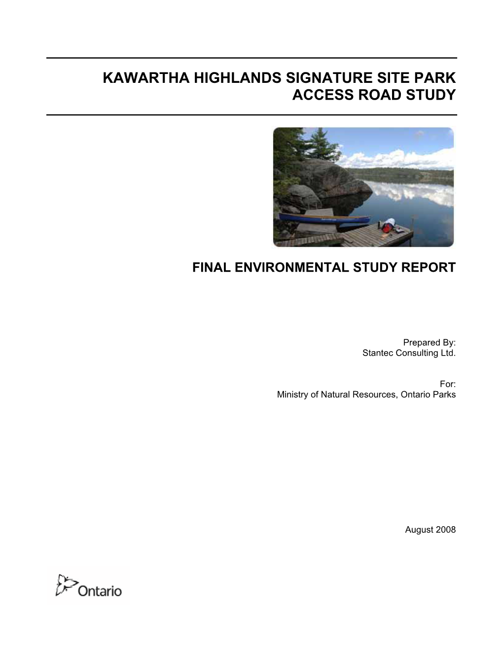 Kawartha Highlands Signature Site Park Access Road Study