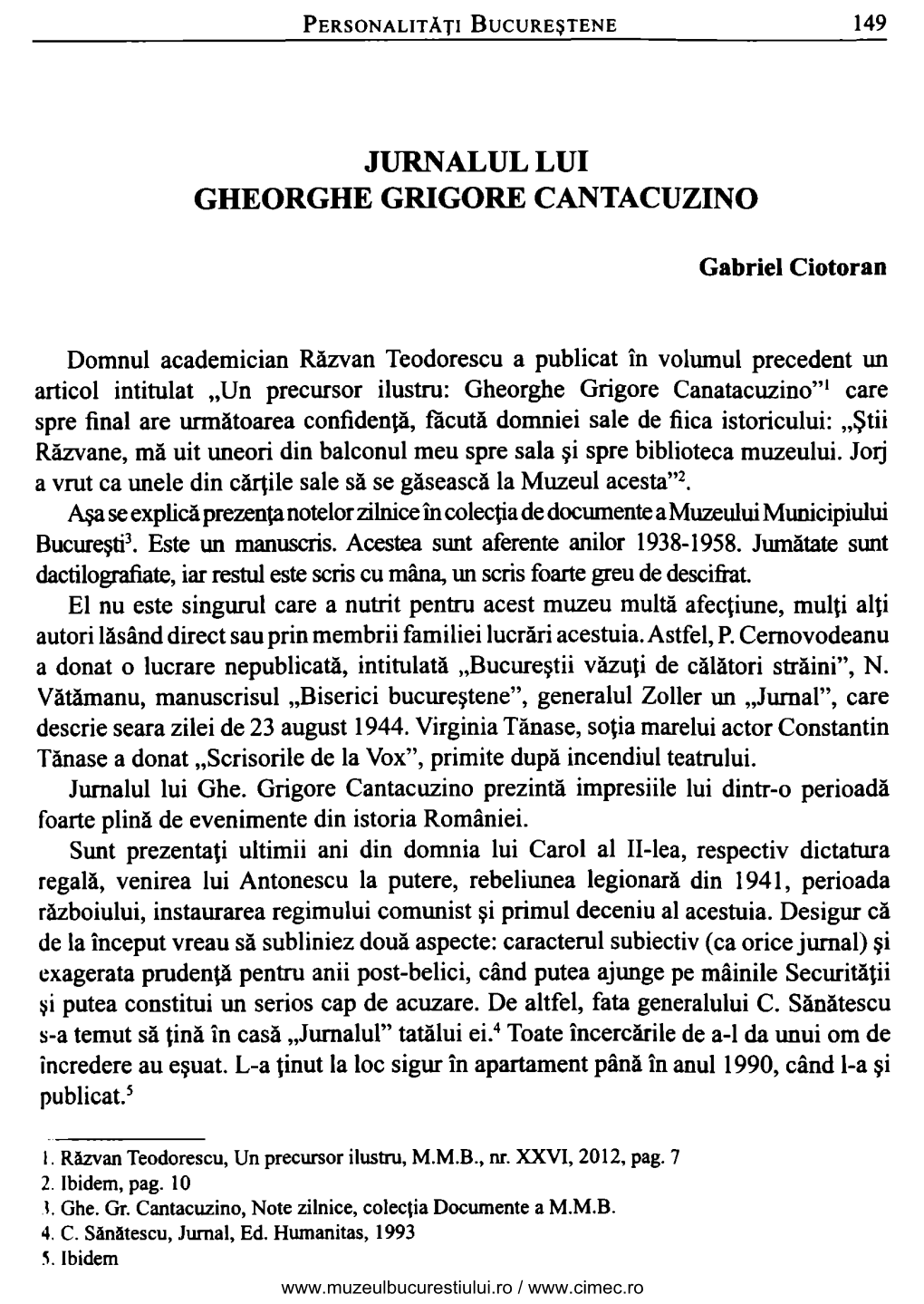 Jurnalul Lui Gheorghe Grigore Cantacuzino