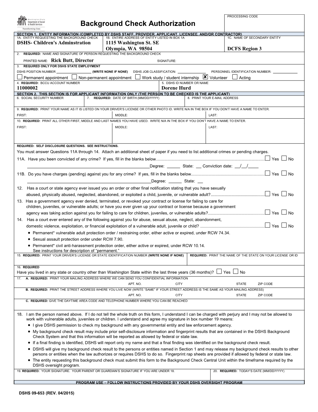 Background Check Authorization s1