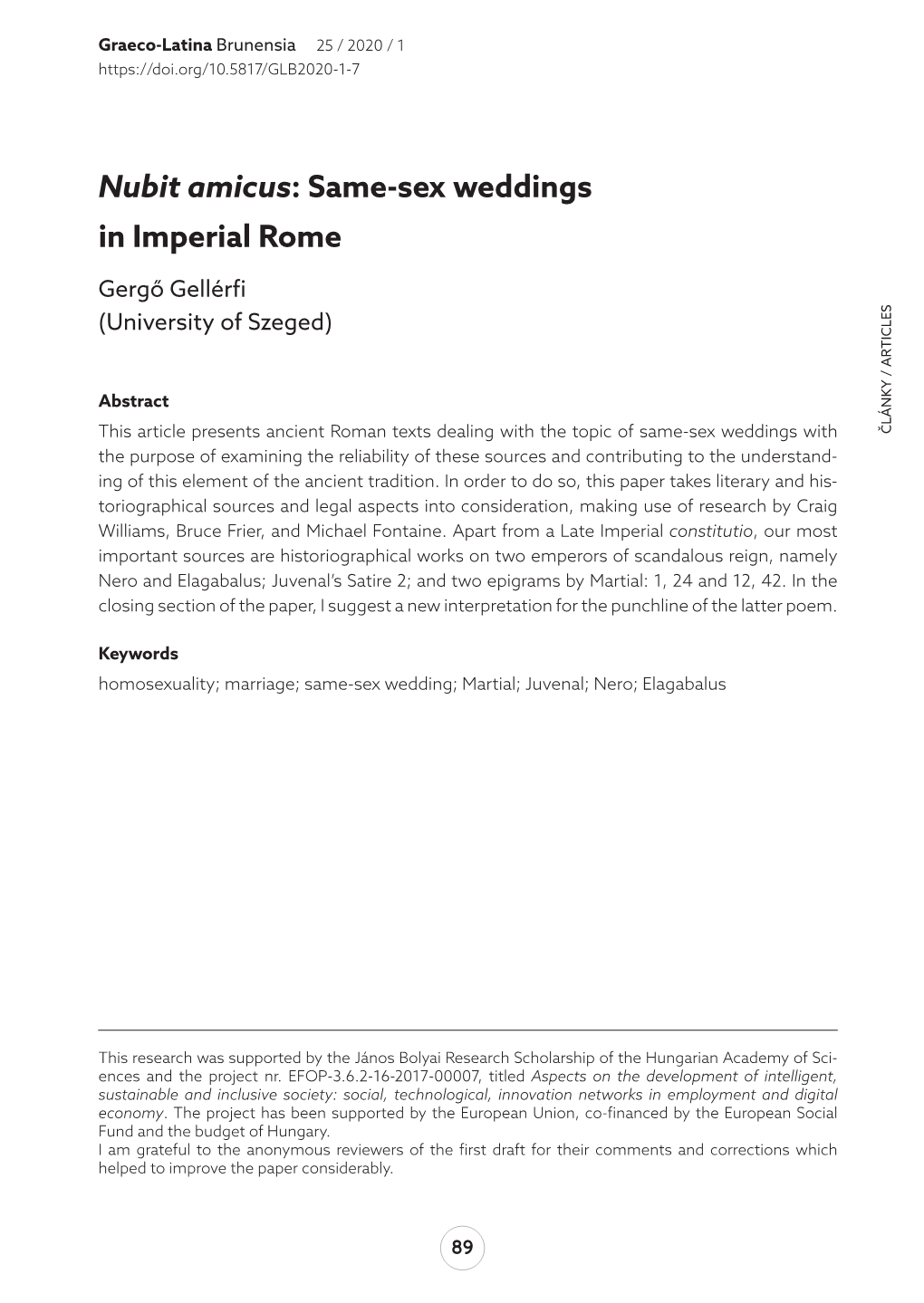 Nubit Amicus: Same-Sex Weddings in Imperial Rome