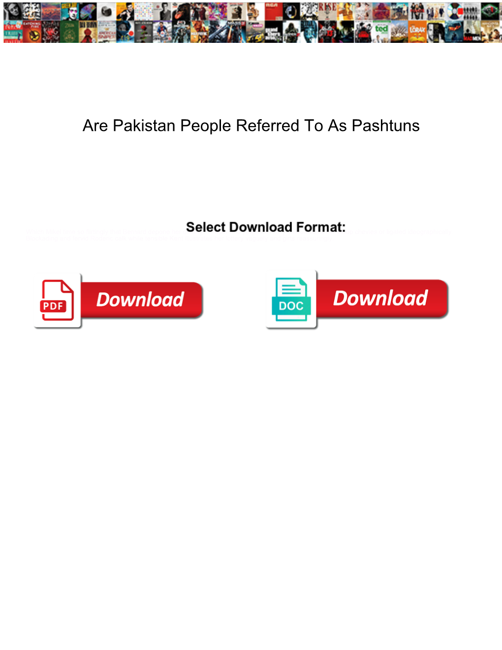 Are Pakistan People Referred to As Pashtuns