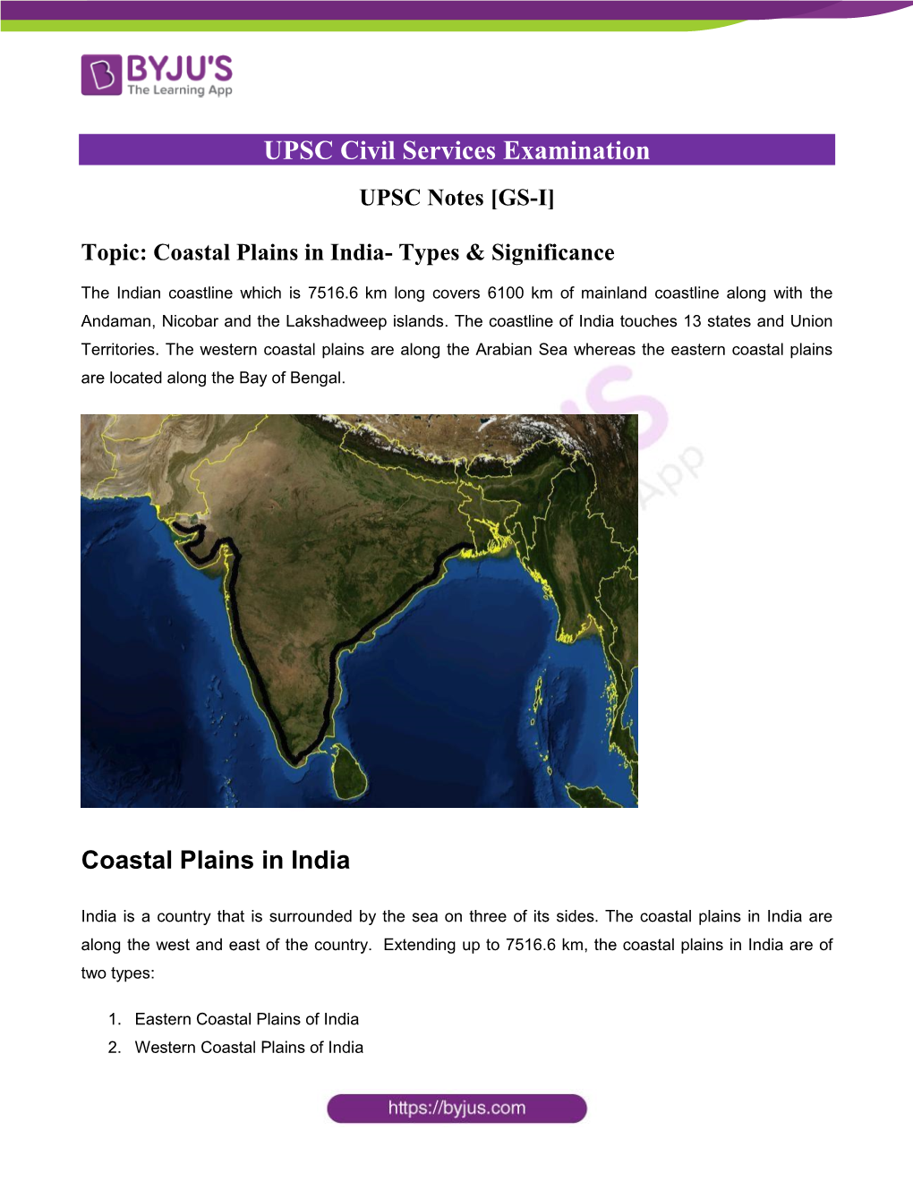 Coastal Plains in India- Types & Significance