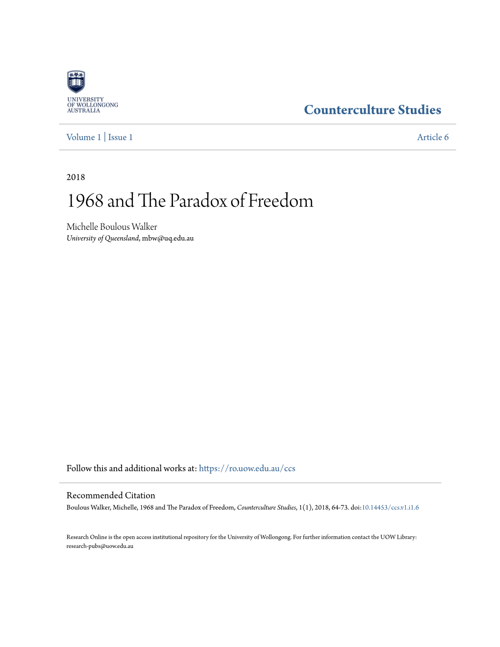 1968 and the Paradox of Freedom*