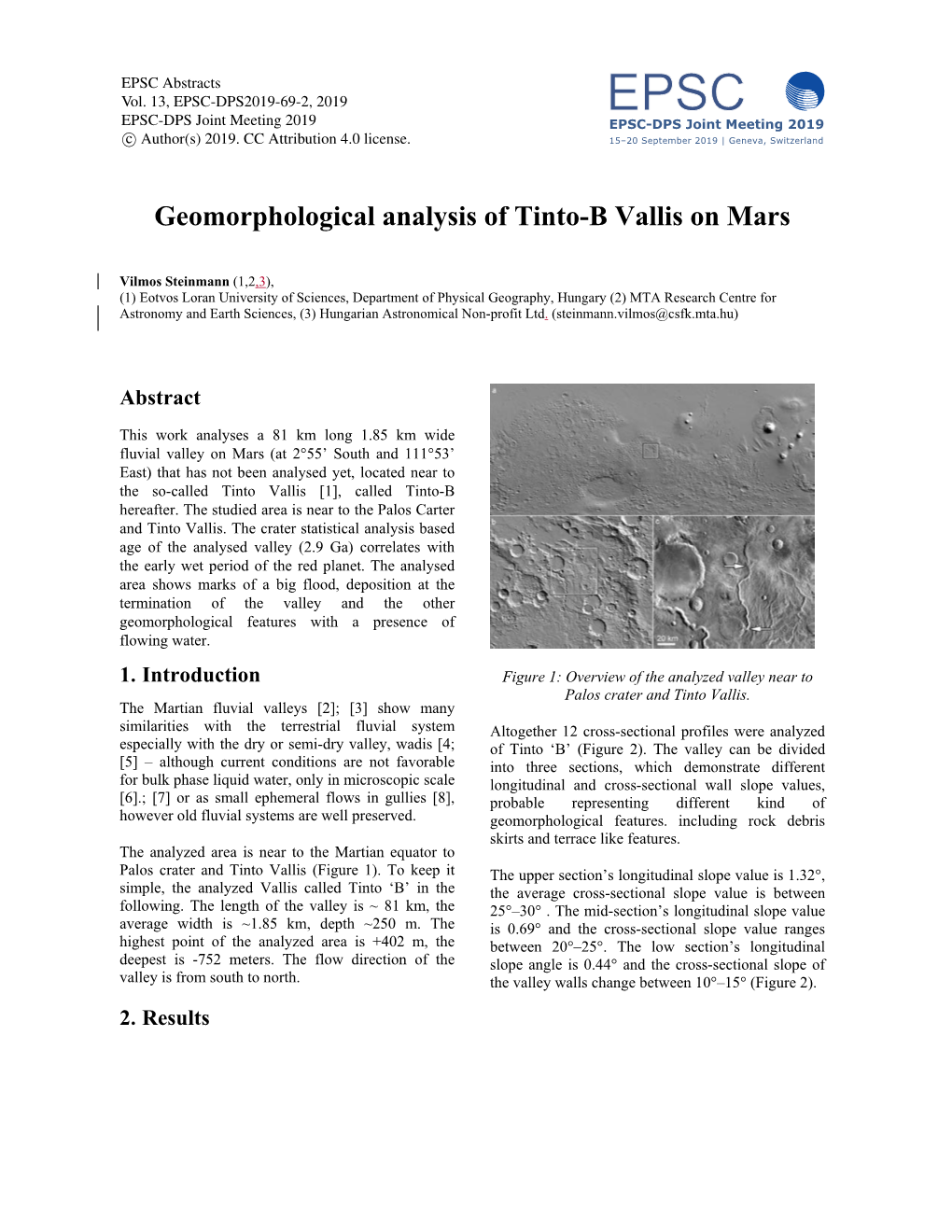 Geomorphological Analysis of Tinto-B Vallis on Mars