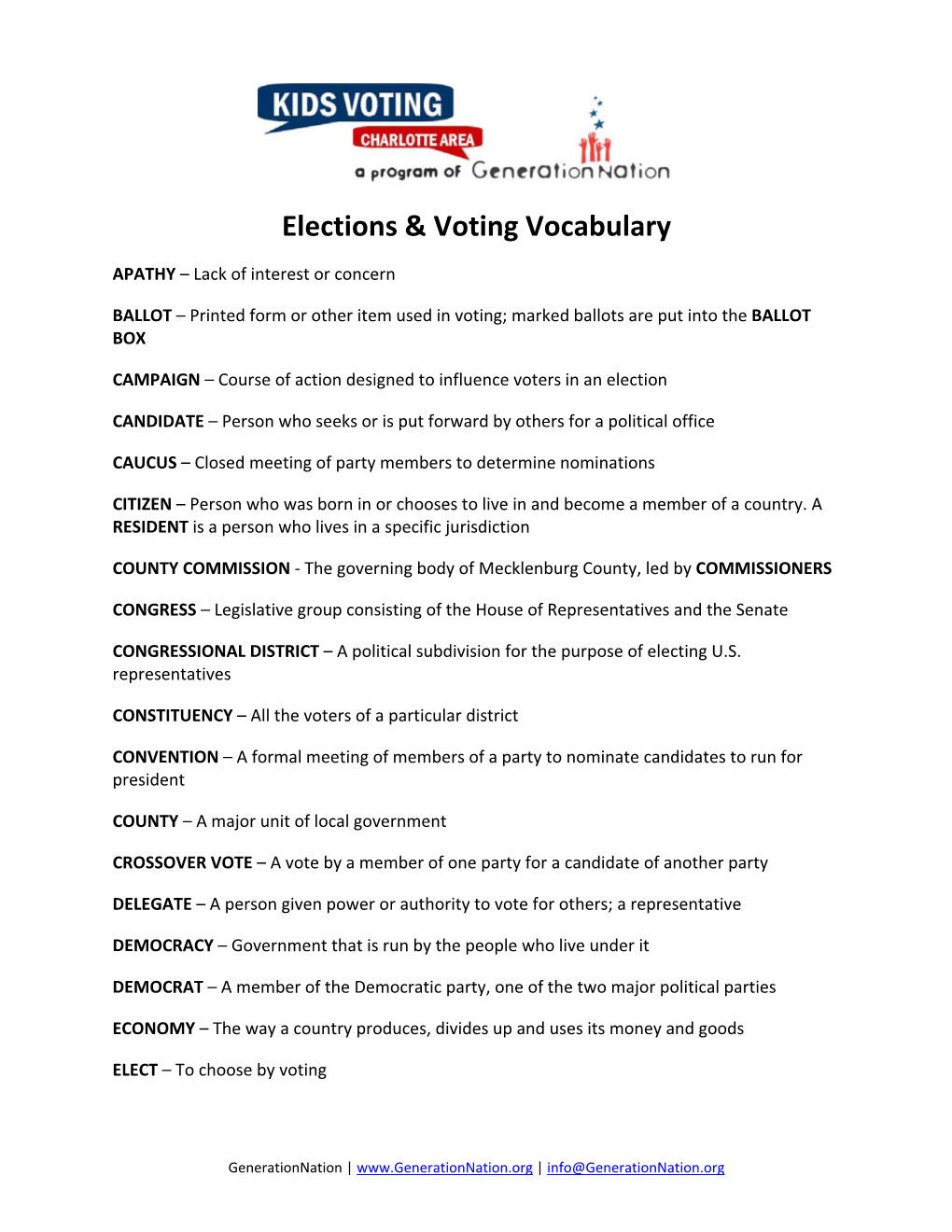 Elections & Voting Vocabulary