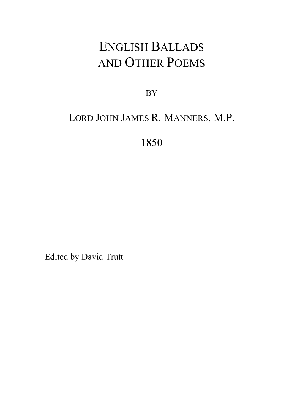 English Ballads and Other Poems