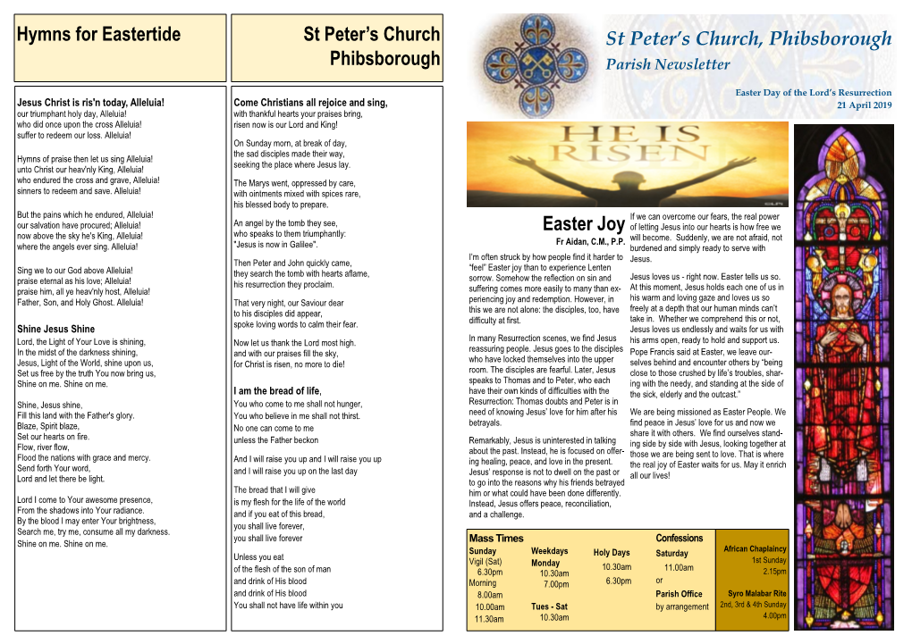 Hymns for Eastertide St Peter's Church Phibsborough St Peter's