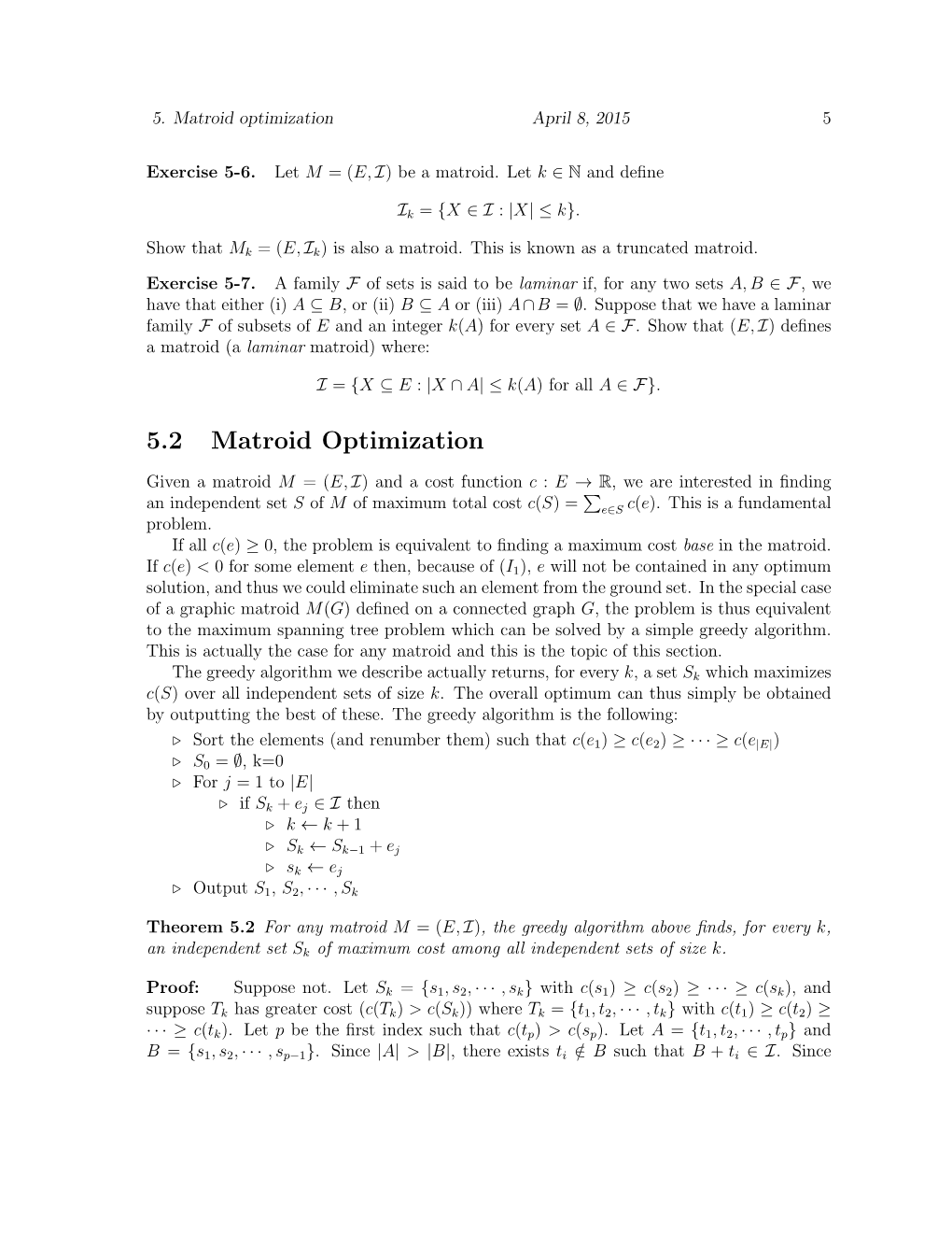 5.2 Matroid Optimization