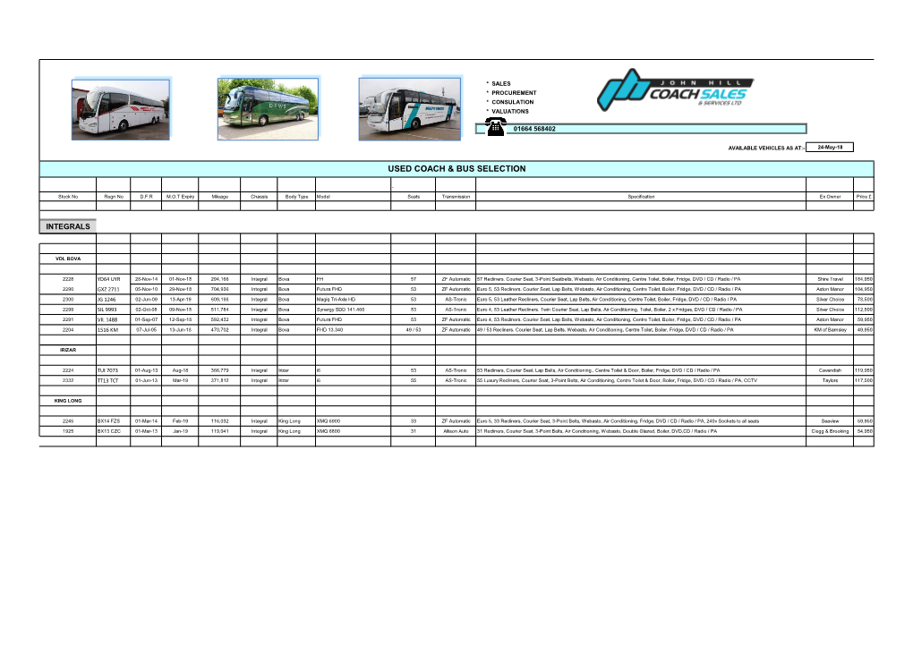 Used Coach & Bus Selection