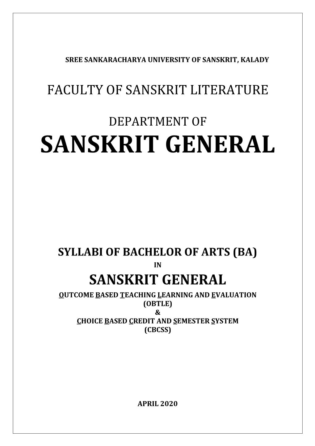 Sanskrit General