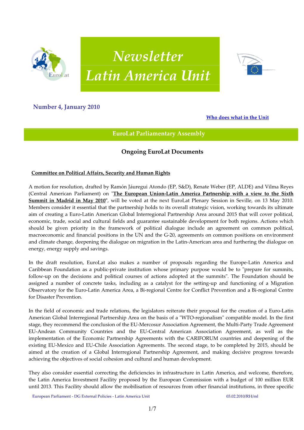 Newsletter Latin America Unit