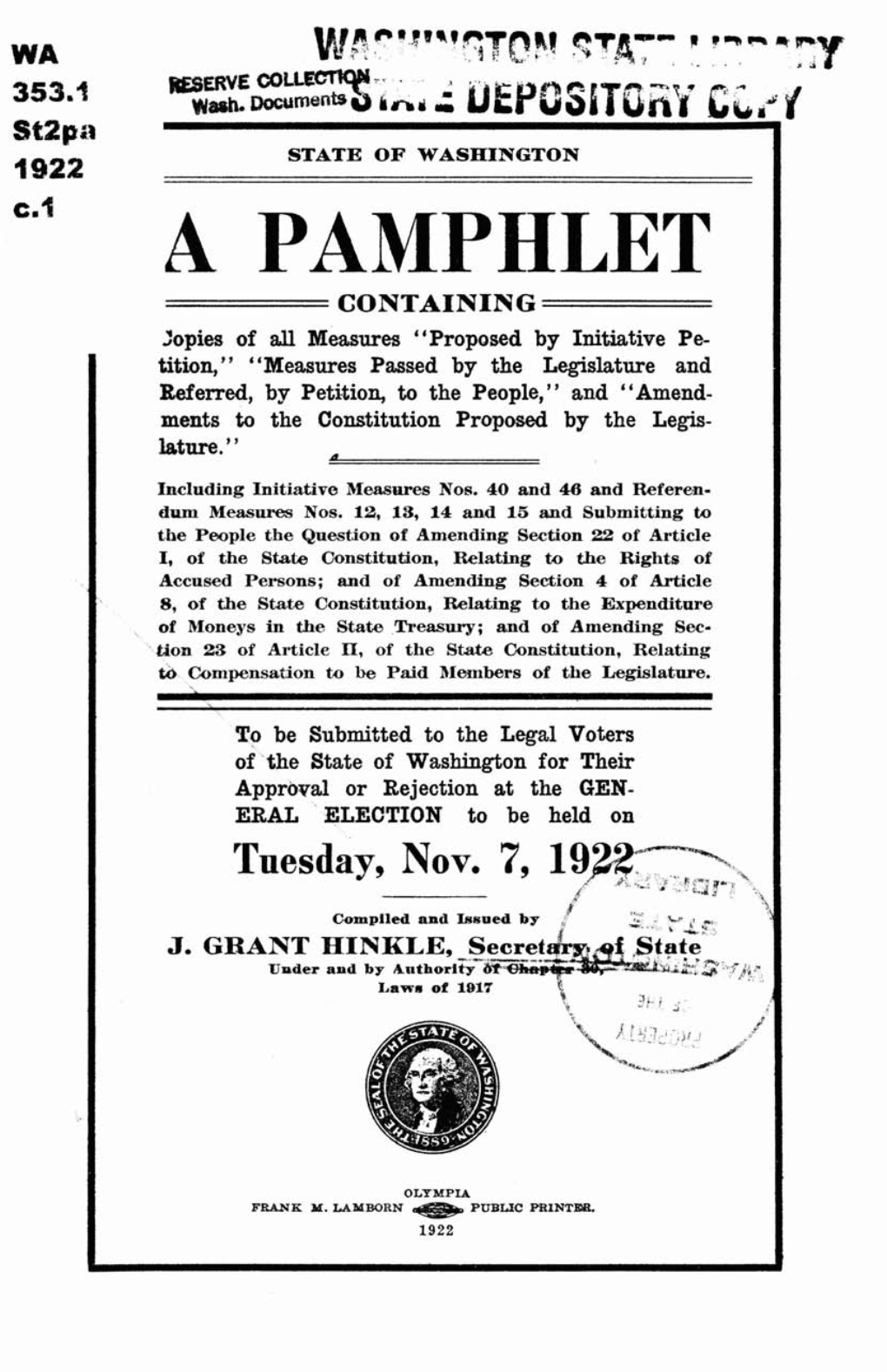 1922 Voters' Pamphlet