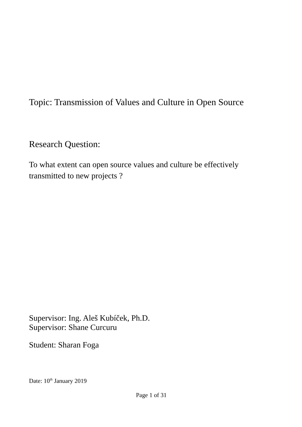 Topic: Transmission of Values and Culture in Open Source