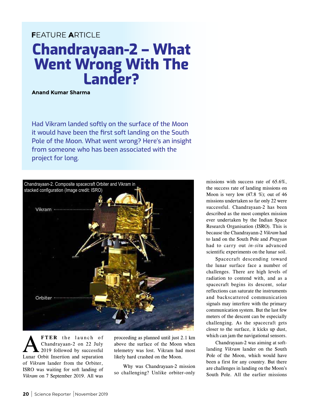 Chandrayaan-2 – What Went Wrong with the Lander? Anand Kumar Sharma