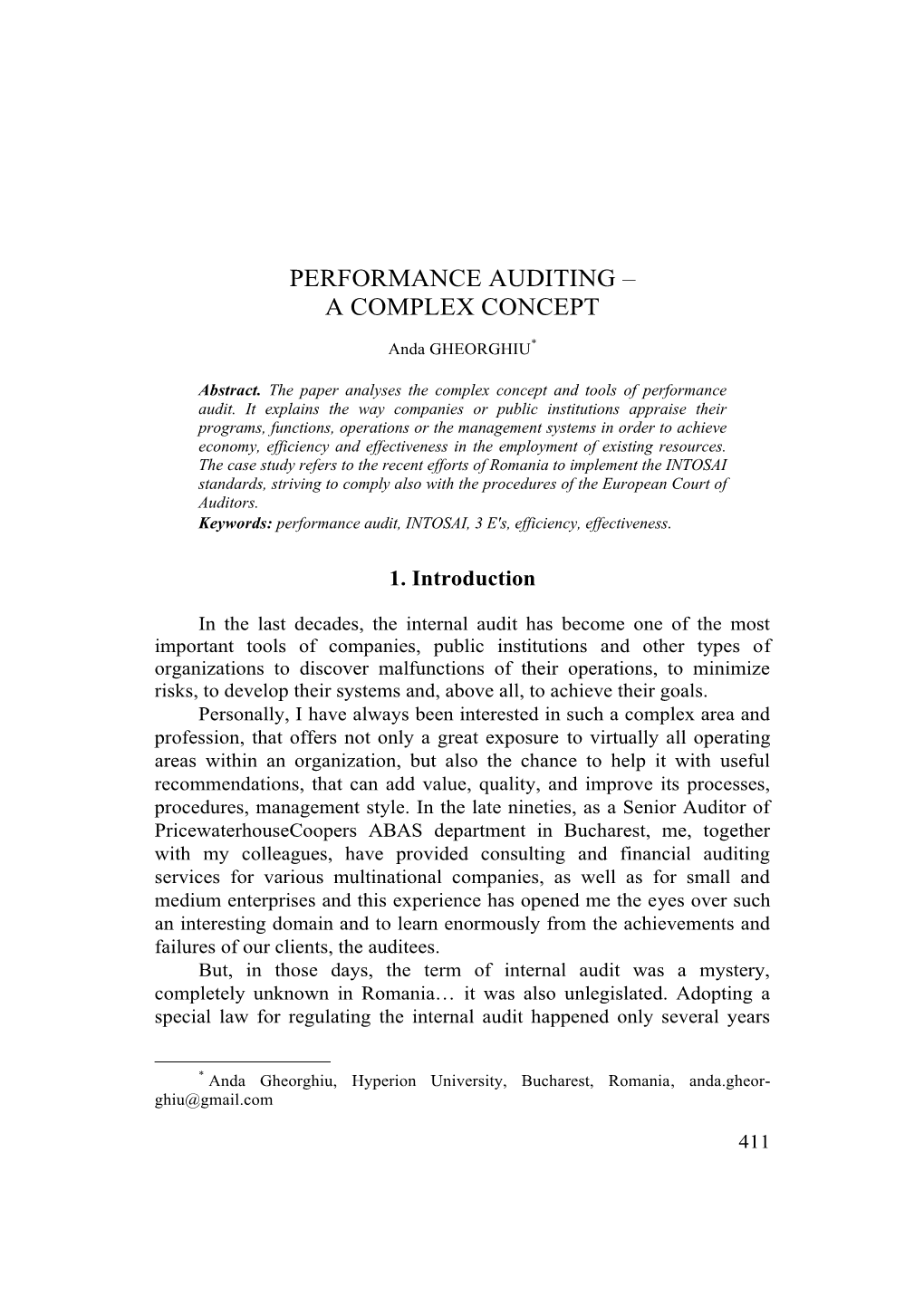 Performance Auditing – a Complex Concept