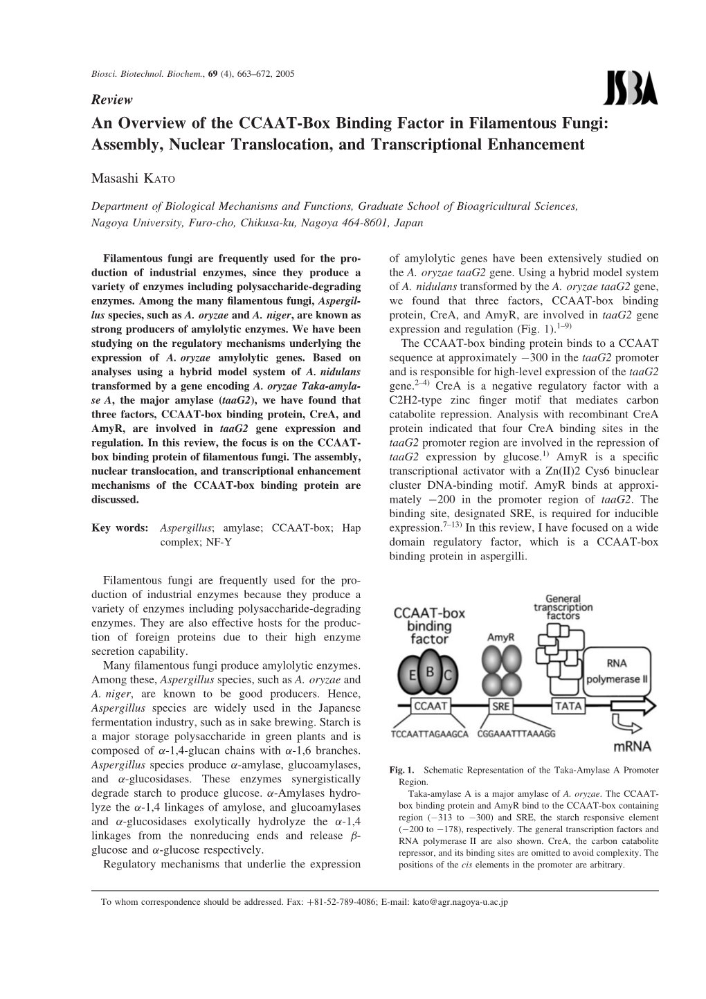 An Overview of the CCAAT-Box Binding Factor in Filamentous Fungi: Assembly, Nuclear Translocation, and Transcriptional Enhancement