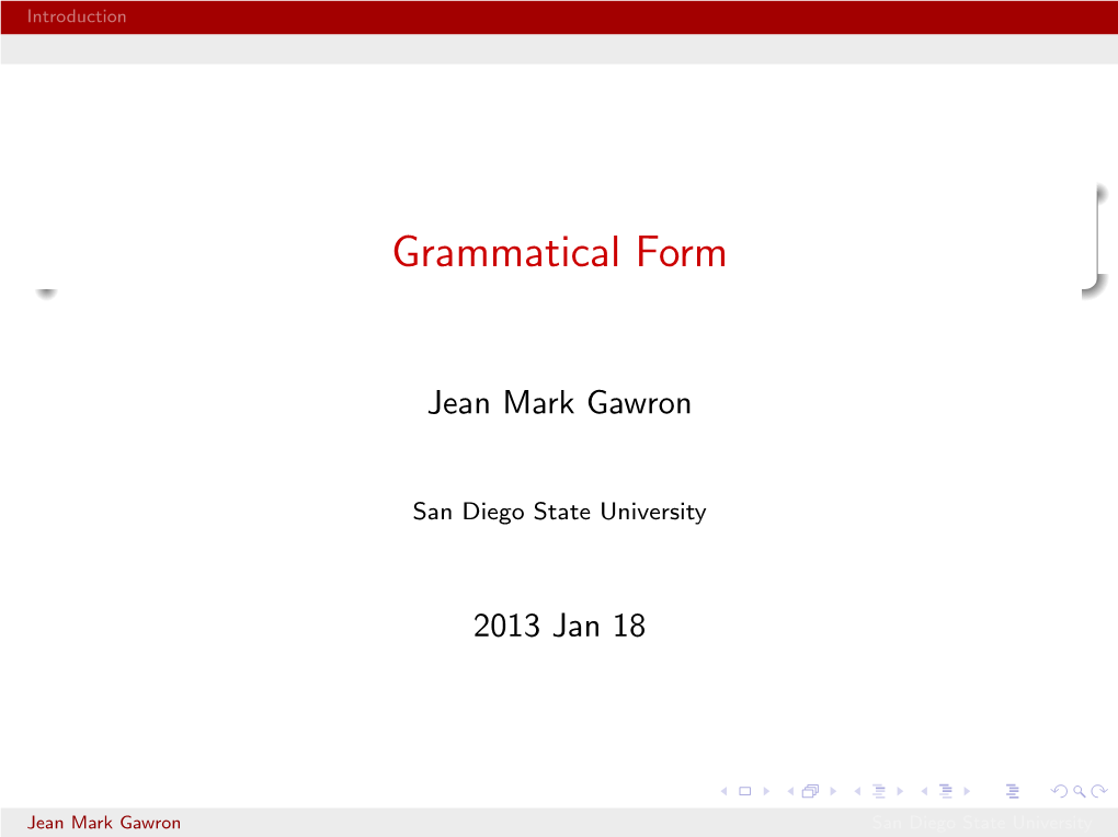 Grammatical Form