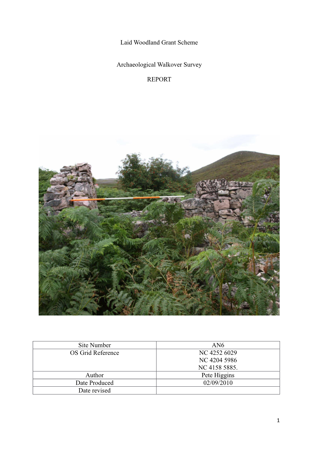 Laid Woodland Grant Scheme Archaeological Walkover Survey