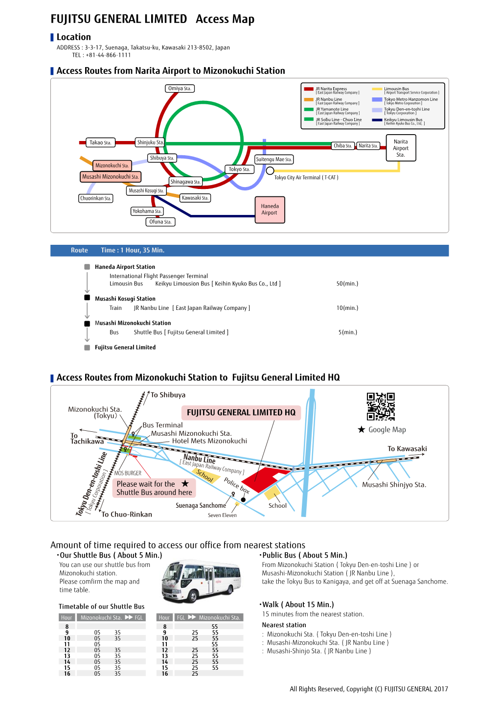Map from Heneda Airport : FUJITSU GENERAL LIMITED
