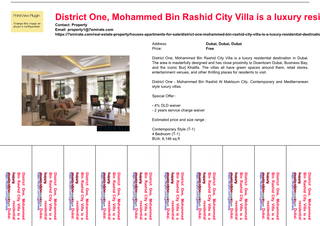 District One, Mohammed Bin Rashid City Villa Is a Luxury Residential Destination in Dubai