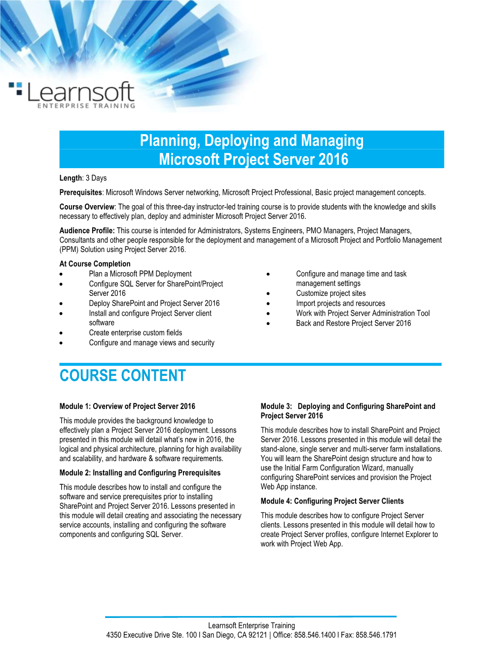 Planning, Deploying and Managing Microsoft Project Server 2016