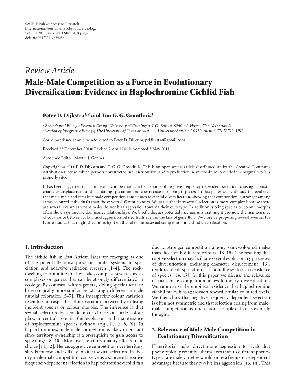 Male-Male Competition As a Force in Evolutionary Diversification